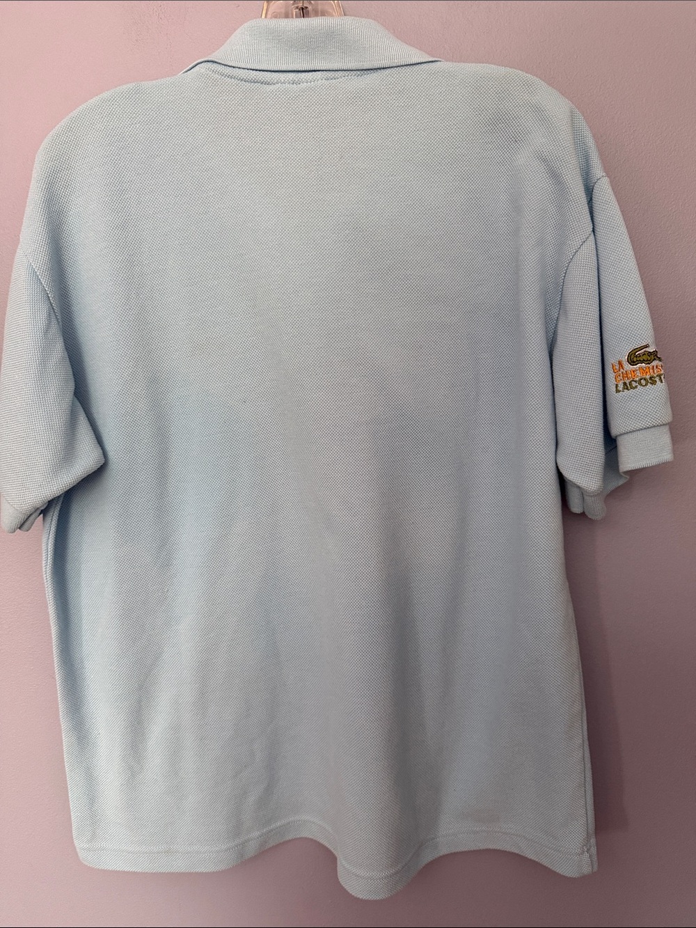 LACOSTE Vintage 90s Pale Blue Piqué Polo Shirt Crocodile Logo XL - Picture 8 of 10